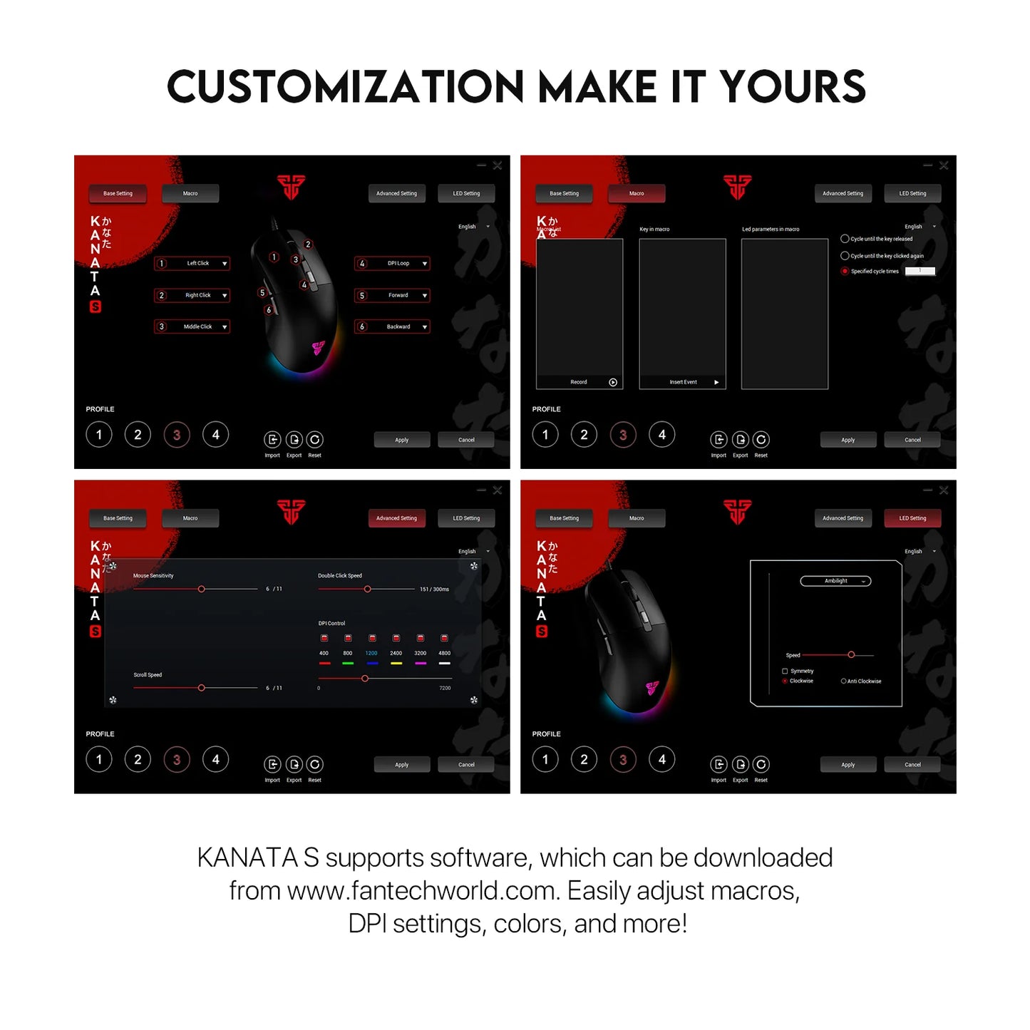 FANTECH KANATA S VX9S Wired Gaming Mouse 7200DPI HUANO 10M Switch 6 Macro Button Optical Mouse Mice for PC Laptop