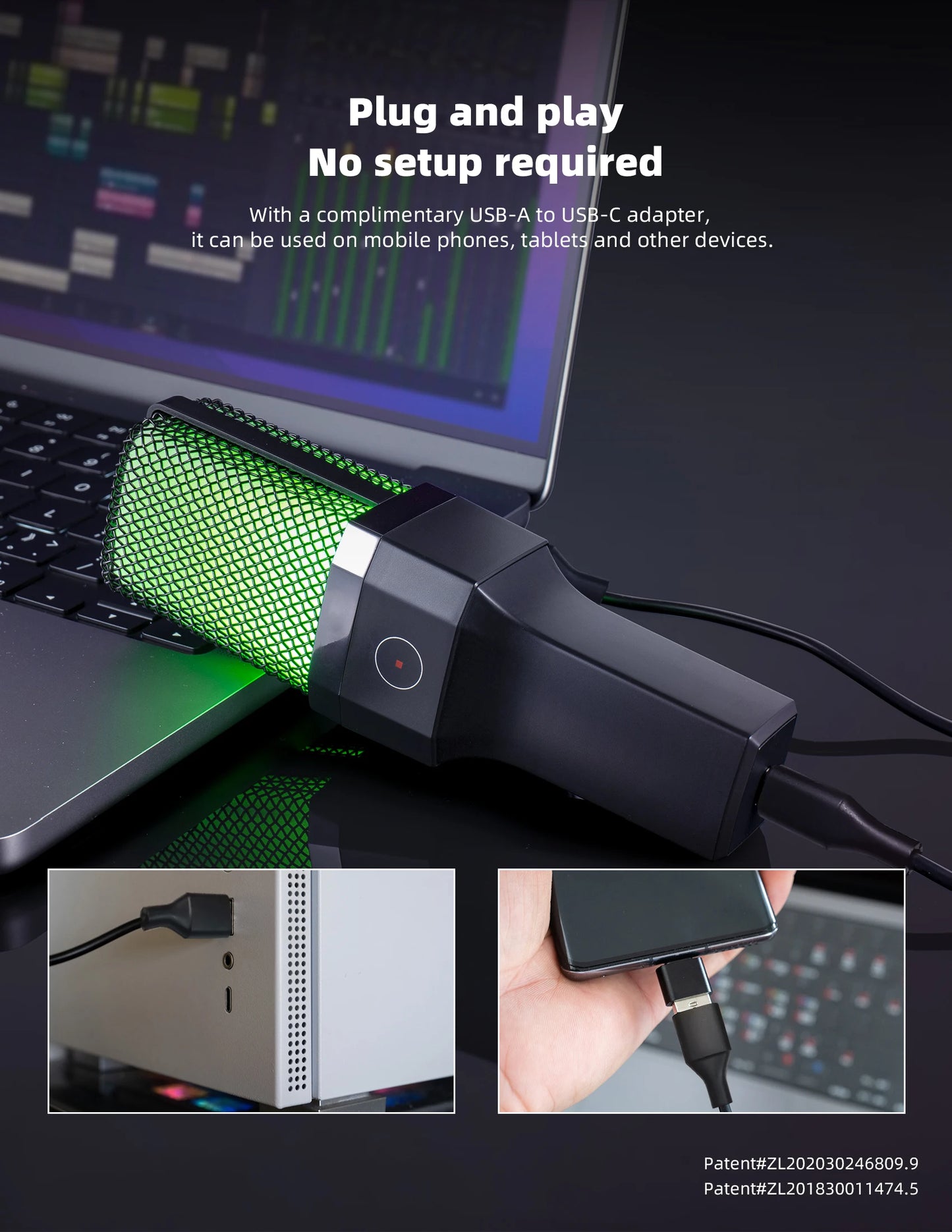 Gaming Computer Professional Condenser Microphone Mic PC Laptop USB Wired Live Streaming Podcast Studio Mike Kit Gamer Karaoke