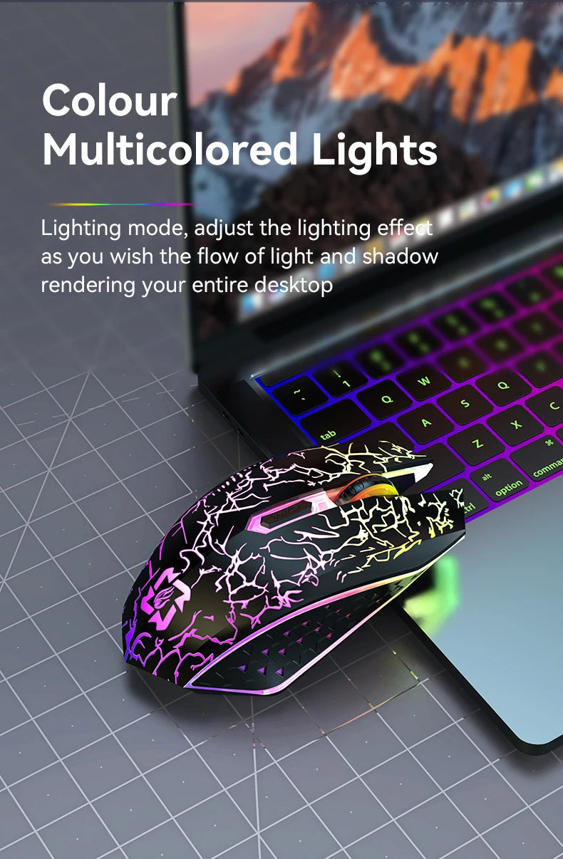 Bluetooth5.2 Wireless Mouse RGB Gaming Mouse Silent Mouse Rechargeable Mouse 800-1200-1600 DPI Mouse Mice for PC Laptop Macbook