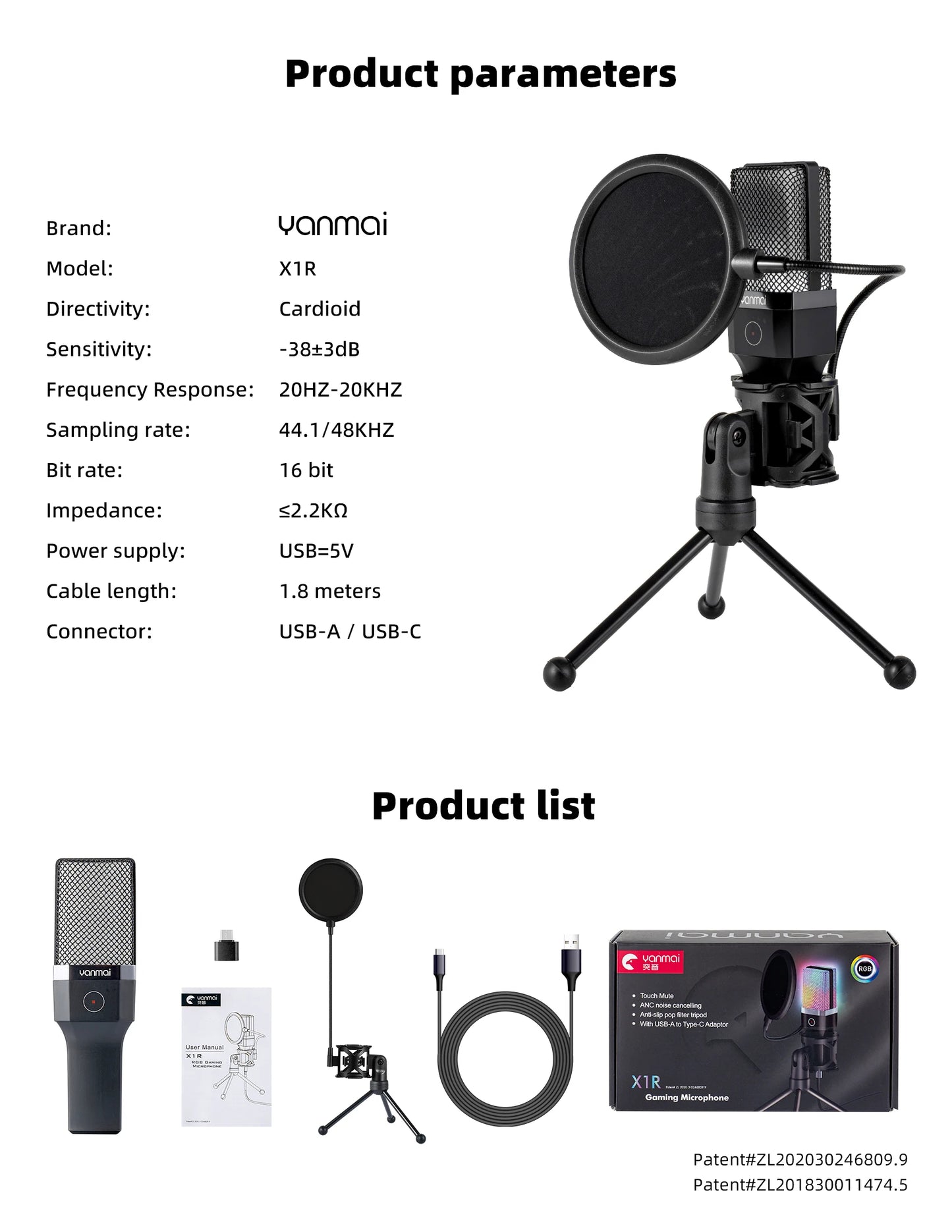 Condenser Professional Microphone Mic For PC Laptop Computer Gaming USB Wired Streaming Podcast Studio Mike Kit Gamer Accessory