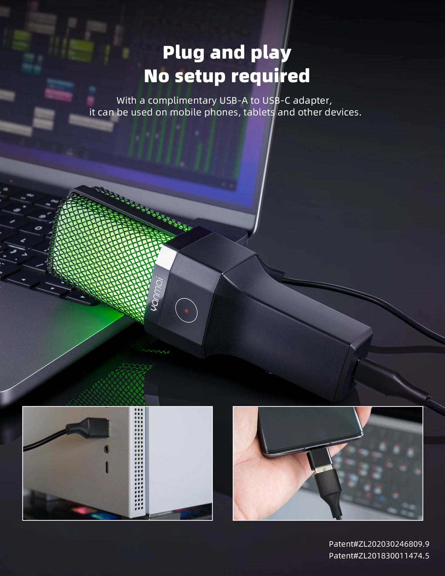 Condenser Professional Microphone Mic For PC Laptop Computer Gaming USB Wired Streaming Podcast Studio Mike Kit Gamer Accessory