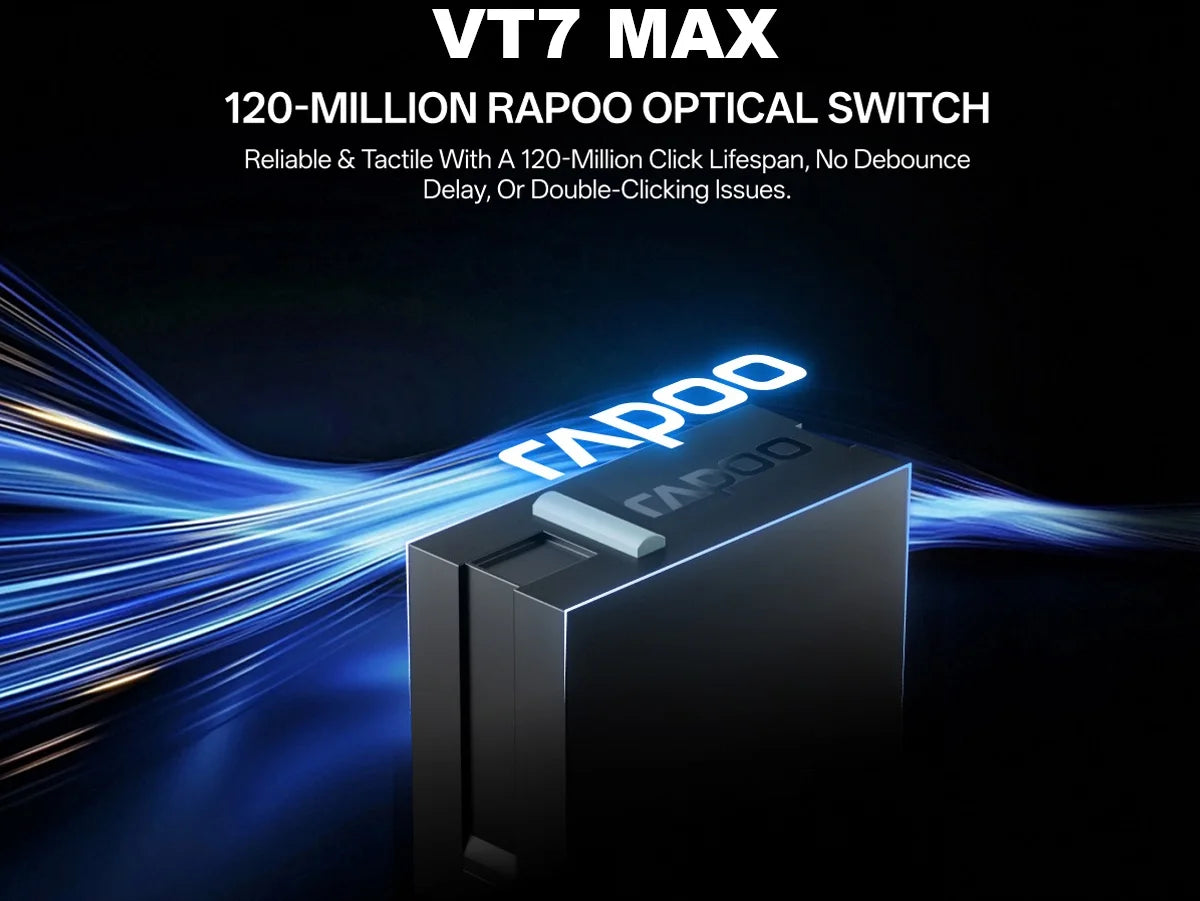 Rapoo VT7 VT7MAX Wireless Gaming Mouse True 8K Wireless Polling Rate 53g Lightweight 100-Million Mechanical Switch Macro Enabled