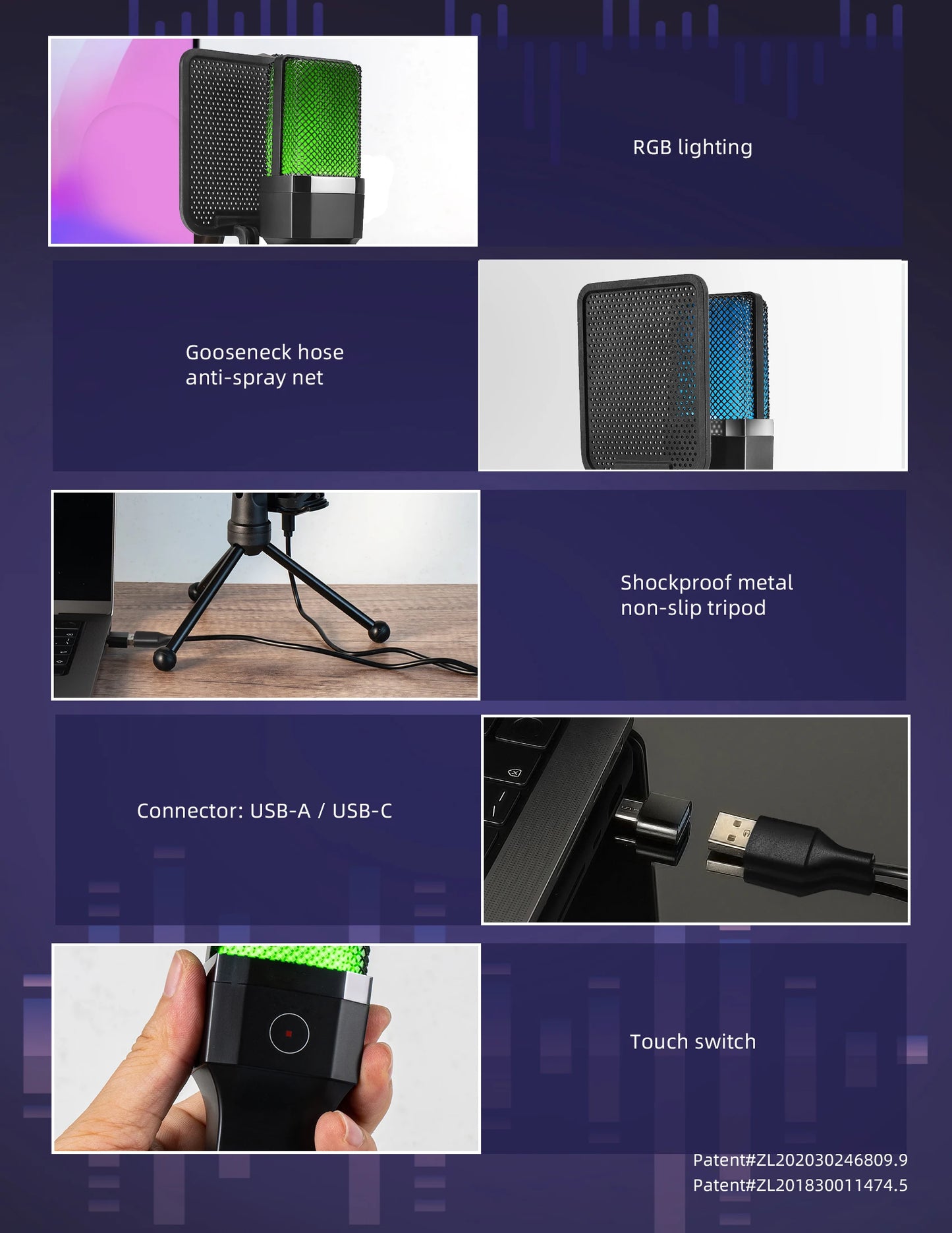 Gaming Computer Professional Condenser Microphone Mic PC Laptop USB Wired Live Streaming Podcast Studio Mike Kit Gamer Karaoke