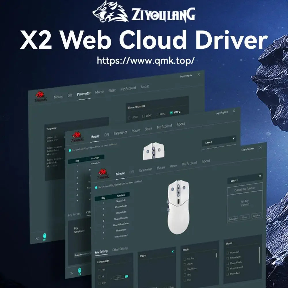 ZIYOULANG X2  Wireless Mouse , PixArt PAW3311, Tri-Mode Connection,RGB Magnetic Charging Base,Macro Gaming Mouse