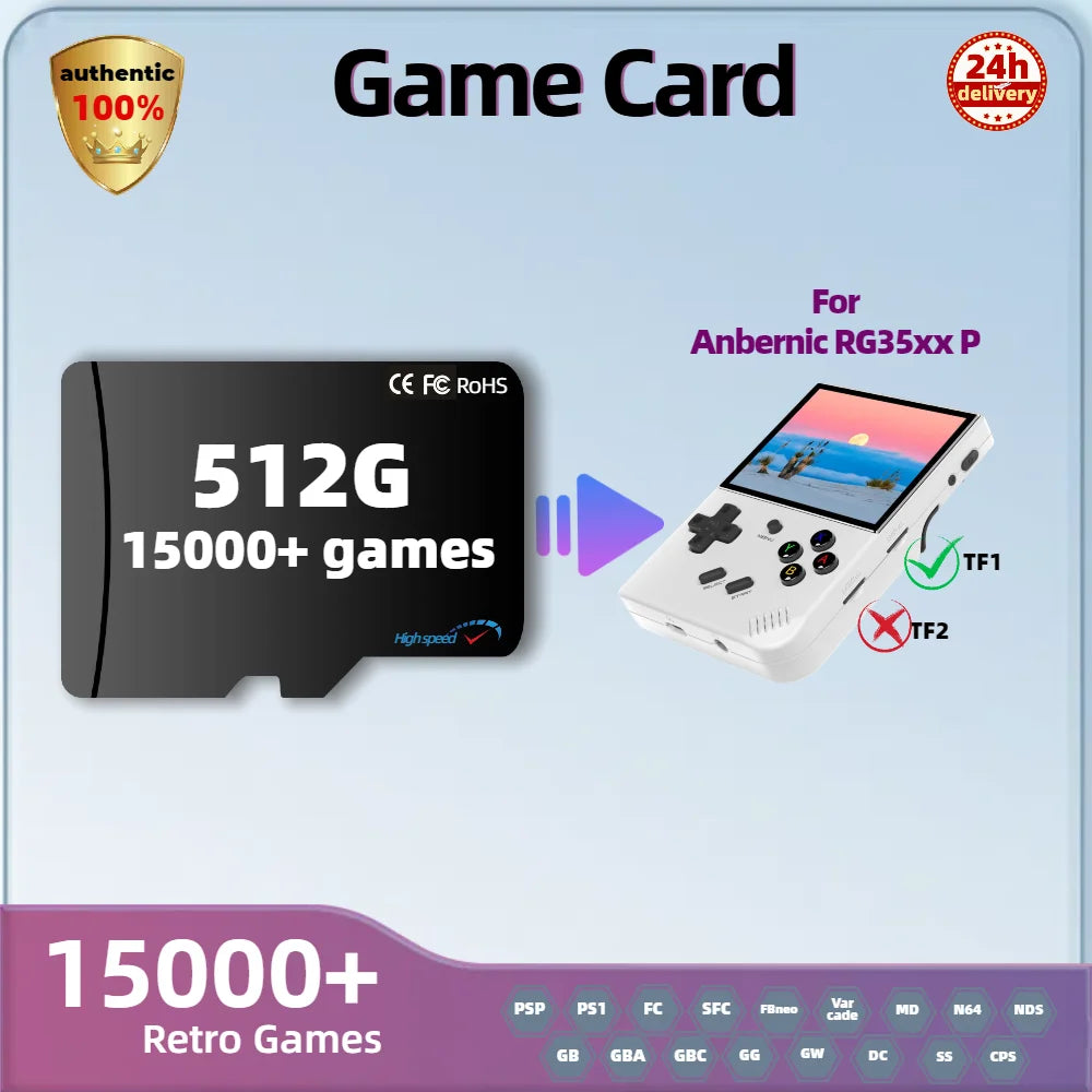 Game Card For Anbernic RG406H RG556 RGCUBE Retro Games PS2 PSP PS1 Android portable Handheld Gaming TF SD Memory H-Speed 256G