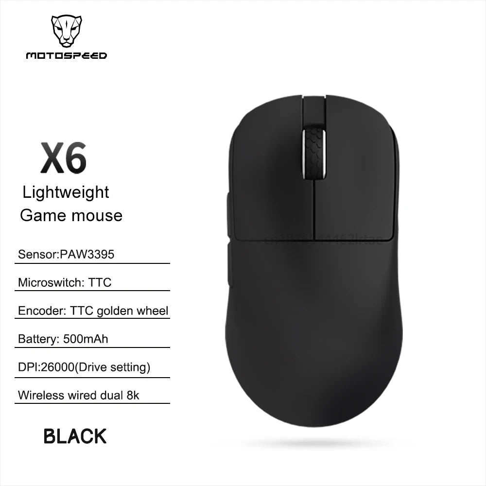 Darmoshark Gaming Mouse X6-MAX PAW3950 Wireless Dual-Mode 8k Motospeed Mouse 30000DPI Lightweight Macro Game Mice For PC Laptop