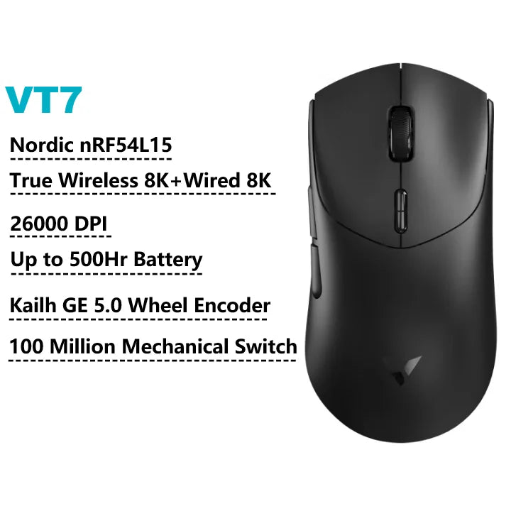 Rapoo VT7 VT7MAX Wireless Gaming Mouse True 8K Wireless Polling Rate 53g Lightweight 100-Million Mechanical Switch Macro Enabled