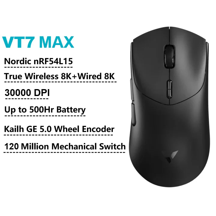 Rapoo VT7 VT7MAX Wireless Gaming Mouse True 8K Wireless Polling Rate 53g Lightweight 100-Million Mechanical Switch Macro Enabled