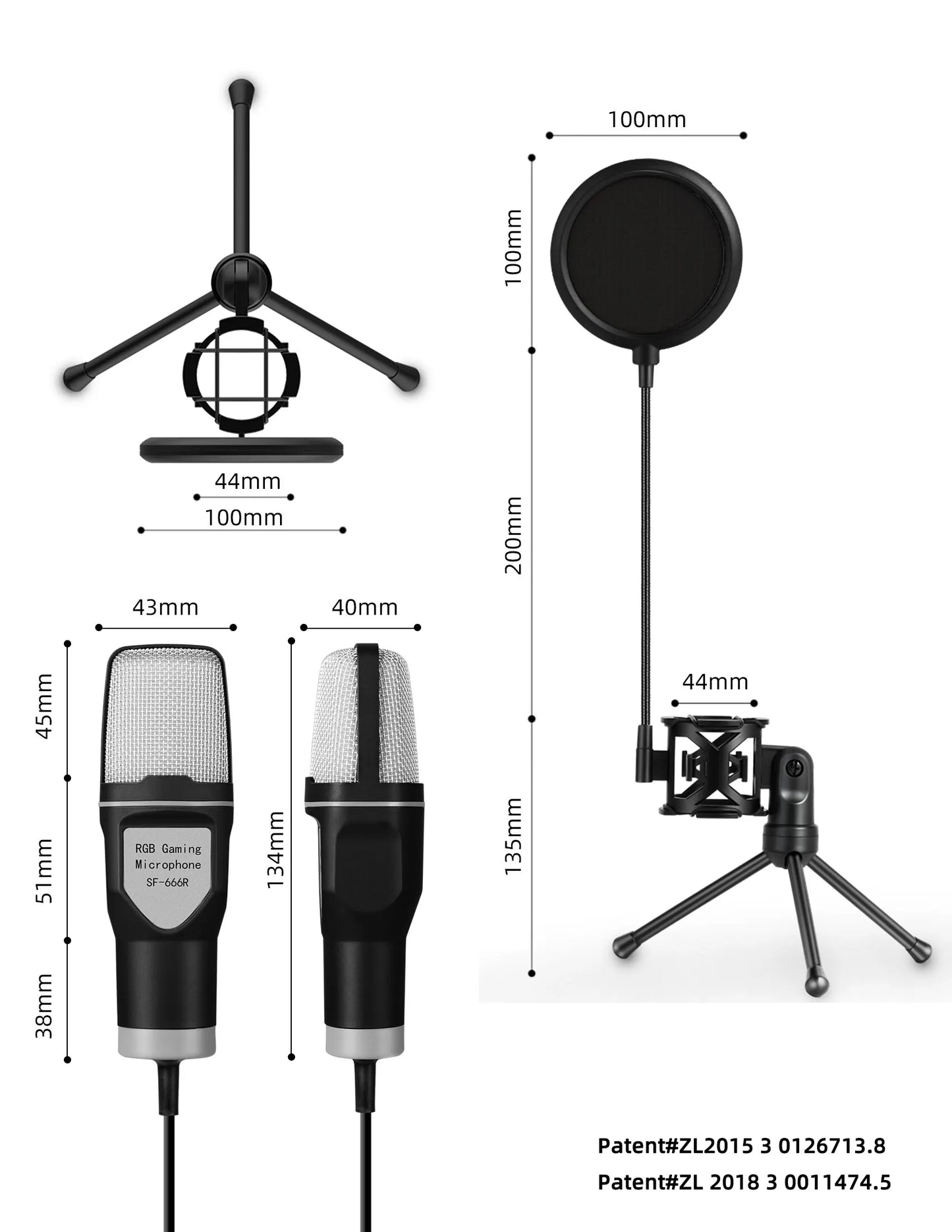 Gaming Computer Professional Condenser Microphone Mic PC Laptop USB Wired Live Streaming Podcast Studio Mike Kit Gamer Karaoke