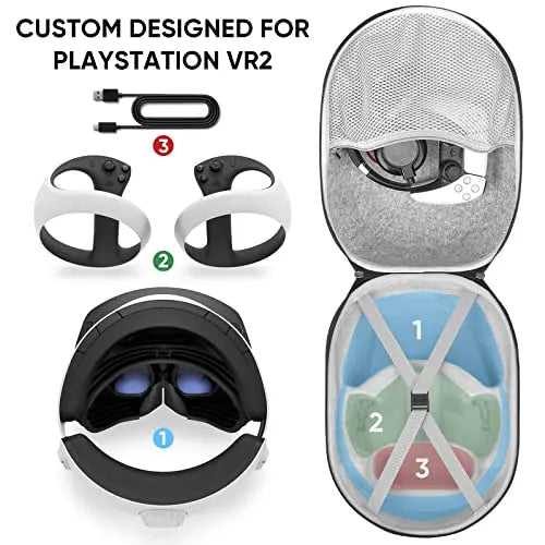 Carrying Case Compatible with Playstation VR2 Gaming Headset and Touch Controllers Accessories Suitable for Travel and Storage