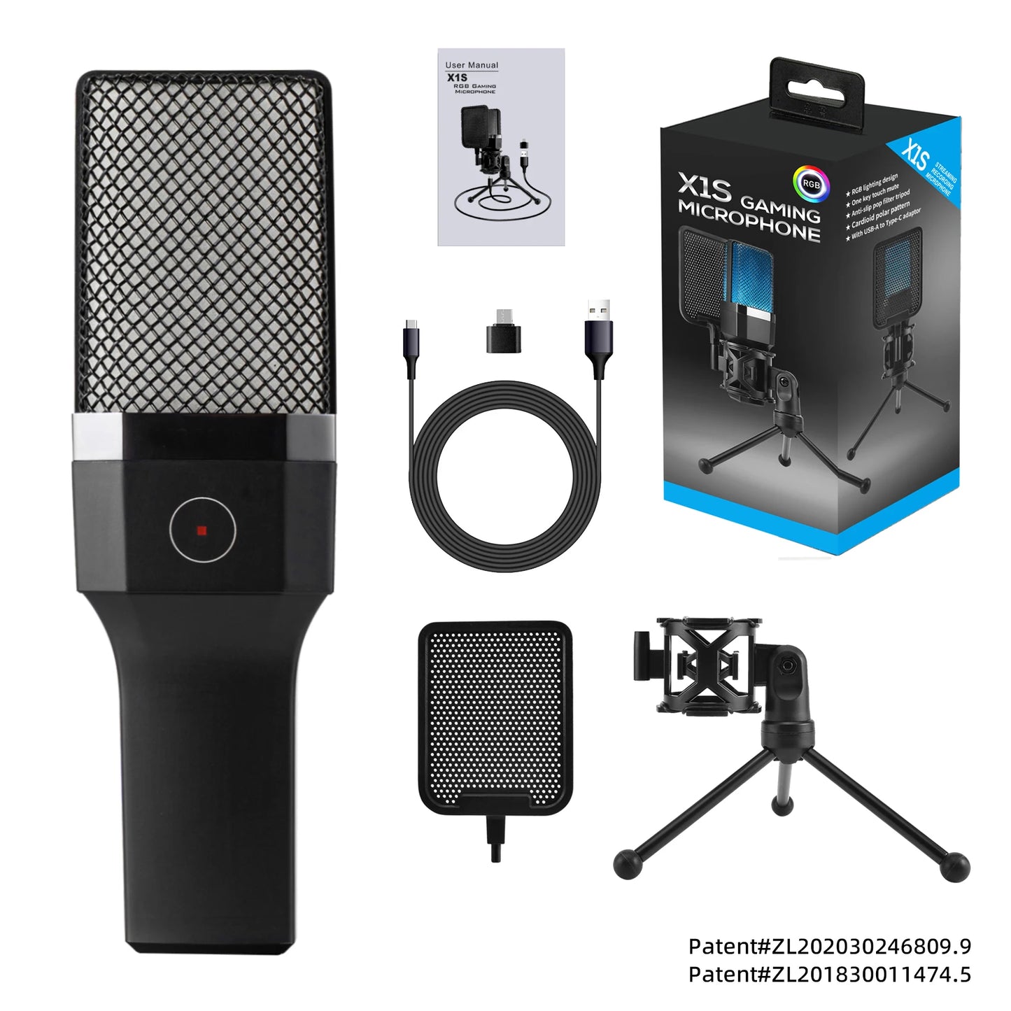 Gaming Computer Professional Condenser Microphone Mic PC Laptop USB Wired Live Streaming Podcast Studio Mike Kit Gamer Karaoke