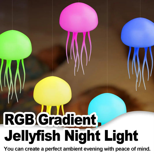 Jellyfish Night Light Creative Lighthouse Ambient Cartoon Rgb Gradient Cute Usb Decorative Lights Holiday Decoration Hanging 3d