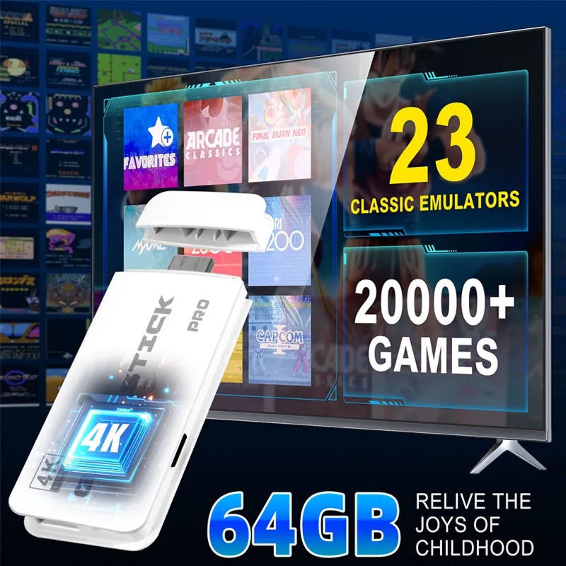 AISLPC Game Stick M15 Console 4K TV Video Handheld Game Console Stick 128G 20000+Games Wireless Gamepads Controller HDMI Output