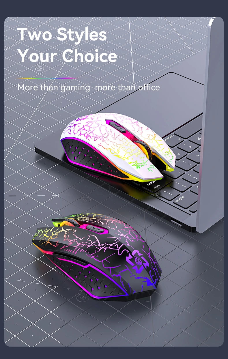 Bluetooth5.2 Wireless Mouse RGB Gaming Mouse Silent Mouse Rechargeable Mouse 800-1200-1600 DPI Mouse Mice for PC Laptop Macbook
