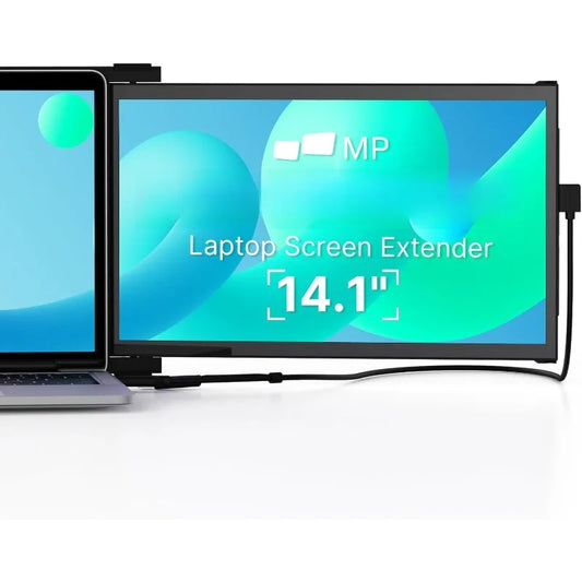 Portable Monitor - [2025 Upgrade] Mobile Pixels Max DS 14.1'' Laptop Screen Extender, USB C/HDMI Plug and Play, 1080P Monit