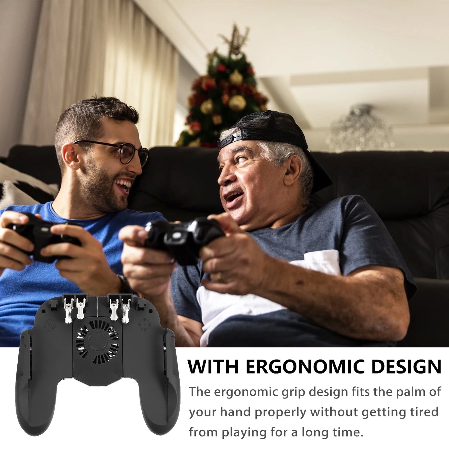 Ergonomic ABS Gaming Controller Anti Slip Handle Six Finger Linkage for Phones below 6 5 Inches Stable Portable Game Grip