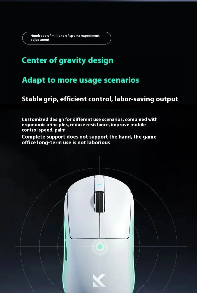MCHOSE A7 Pro Ultra Wireless Mouse Tri-Mode Gaming E-sports Mouse PAW3950 Lightweight 42000dpi 8K Low Delay Ergonomics 500mAh
