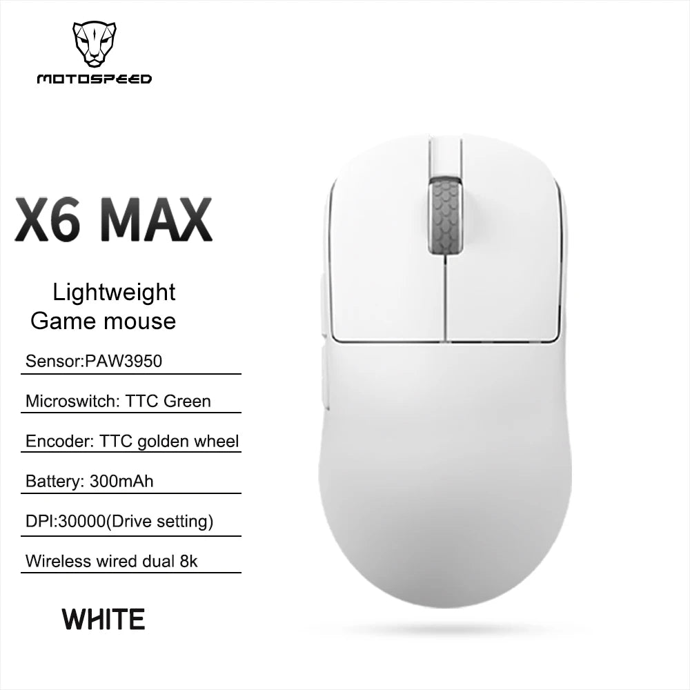 Darmoshark Gaming Mouse X6-MAX PAW3950 Wireless Dual-Mode 8k Motospeed Mouse 30000DPI Lightweight Macro Game Mice For PC Laptop