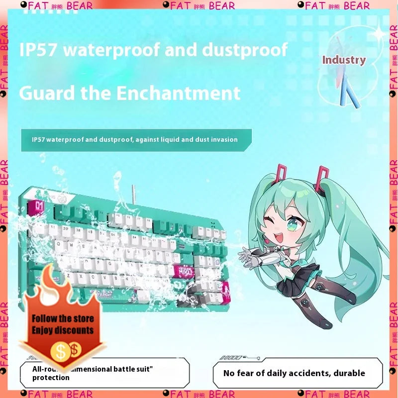 ASUS Tianxuan Mini Hatsune Miku  TX98miku Co branded Cable Video Game Mechanical Keyboard Customizable PC Gaming Keyboard