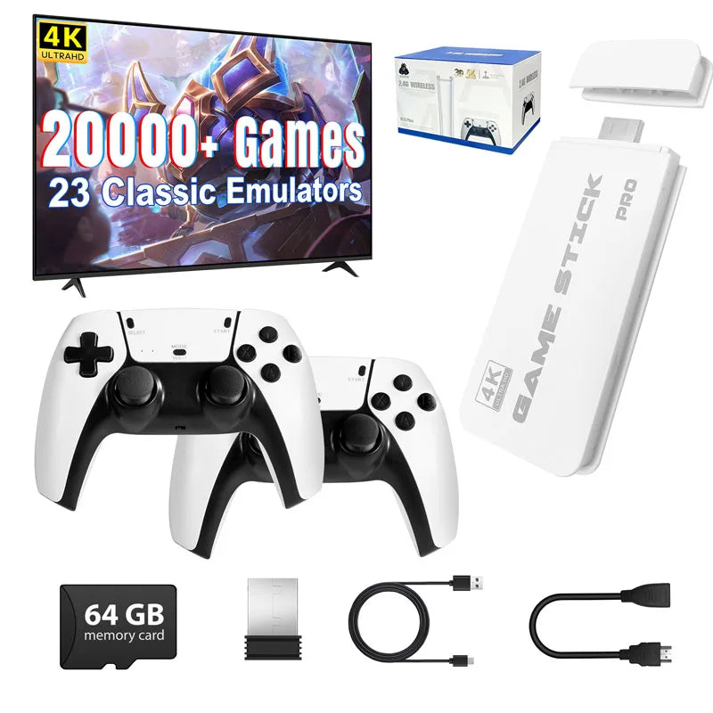 AISLPC Game Stick M15 Console 4K TV Video Handheld Game Console Stick 128G 20000+Games Wireless Gamepads Controller HDMI Output