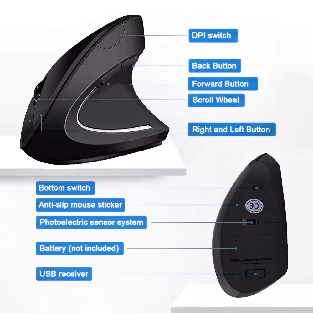 Xiaomi Wireless Vertical Mouse Bluetooth 2.4GHz Ergonomics Gaming Mouses 1600DPI Adjustable Offices Optical Electronic Keyboards