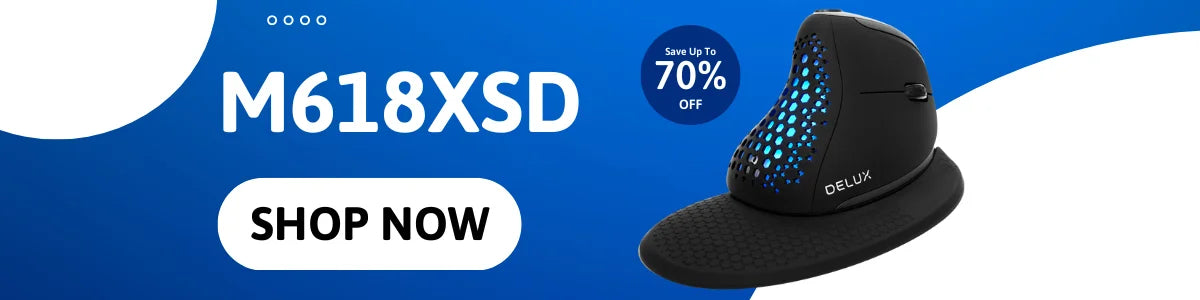 Delux Seeker M618XSU Ergonomic Vertical Wired Mouse RGB Light Removable Back Cover 4000DPI Gaming Mice For Laptop Computer