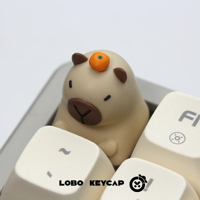 Lobo Capybara Keycaps Hand-made Resin Keycap Mechanical Keyboard Keycaps Cute Customized Gaming Accessories Decoration Gifts