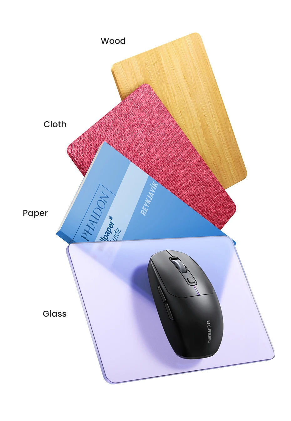 UGREEN Gaming Mouse 5000DPI Wireless Mouse Bluetooth 5.0 2.4G Wired Rechargeable Gamer Mice 6 Buttons For MacBook Tablet Laptops