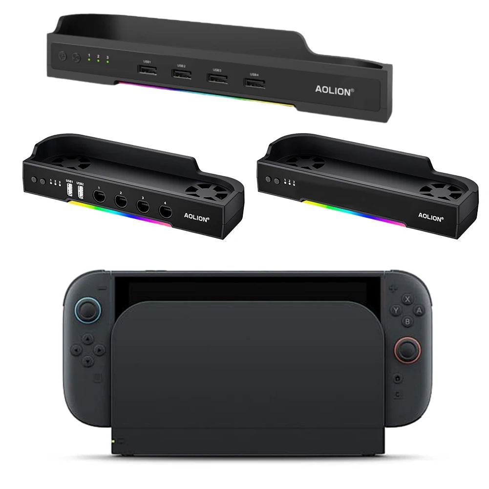 Cooling Fan For Switch 2 Game Console RGB Radiator Wall Mount Portable HUB Expansion Stand NGC Heat Sink Base Gaming Accessories