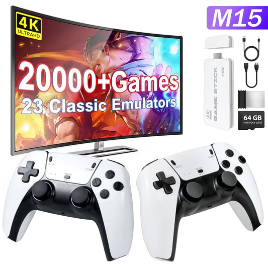 AISLPC Game Stick M15 Console 4K TV Video Handheld Game Console Stick 128G 20000+Games Wireless Gamepads Controller HDMI Output
