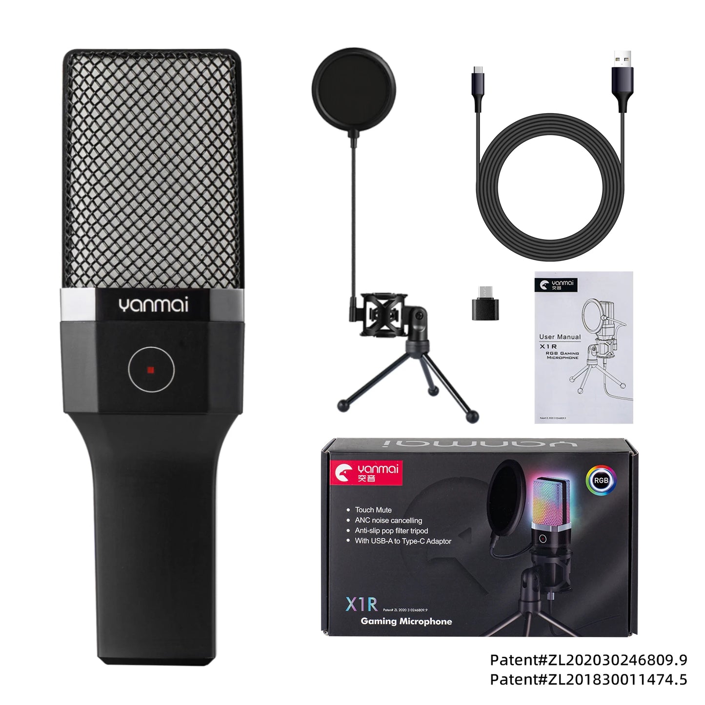 Condenser Professional Microphone Mic For PC Laptop Computer Gaming USB Wired Streaming Podcast Studio Mike Kit Gamer Accessory