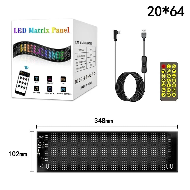 LED Sign Matrix Pixel Panel Scrolling Bright Led Eyes For Truck Signboard Flexible USB LED Car Sign Bluetooth App DIY Control