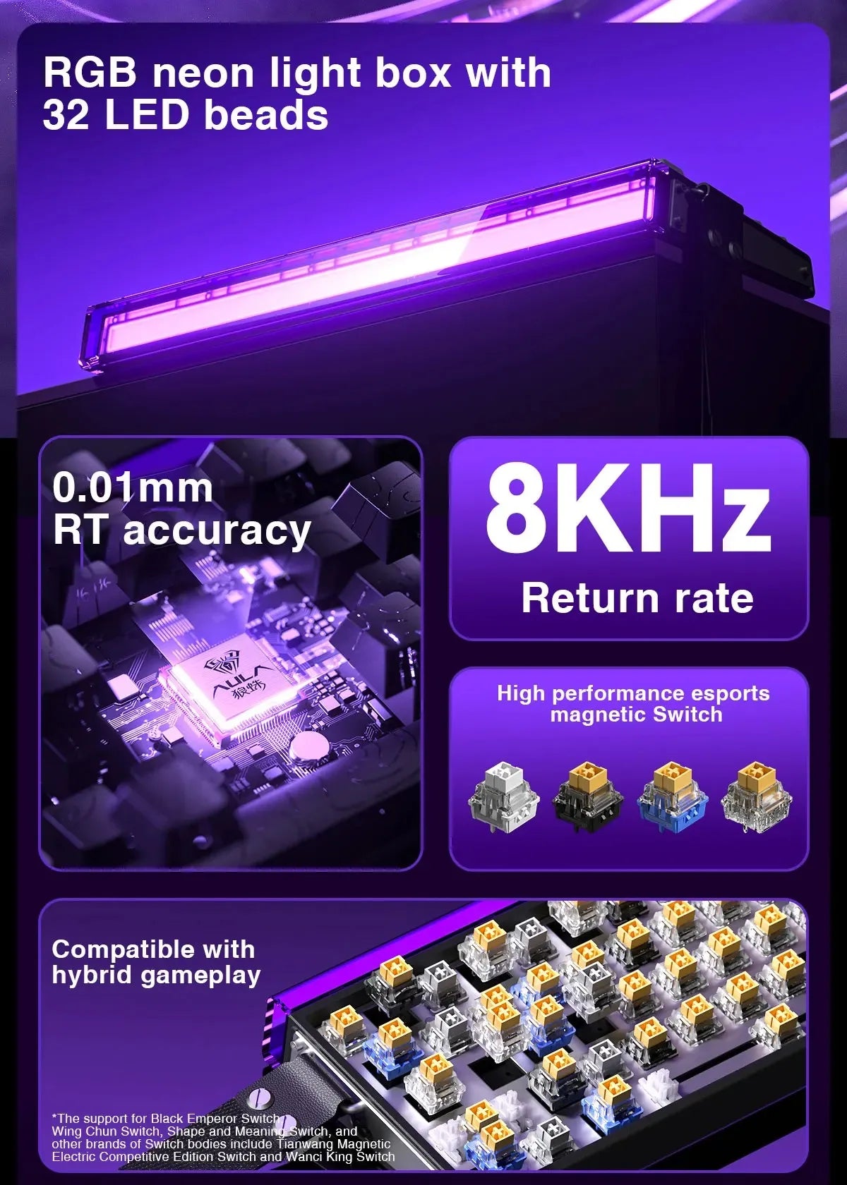 AULA HERO 68HE Magnetic Switch Keyboard RGB Gaming Mechanical Keyboard Rapid Trigger 8K Return Wired Esports Custom Keyboard