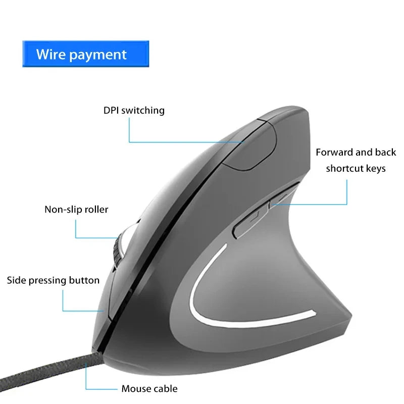 Xiaomi Wireless Bluetooth Vertical Mouse Rechargeable Personalised Side Grip Ergonomic 2.4G Mute Gaming PC Computer Mouse New