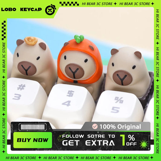 Lobo Capybara Keycaps Hand-made Resin Keycap Mechanical Keyboard Keycaps Cute Customized Gaming Accessories Decoration Gifts