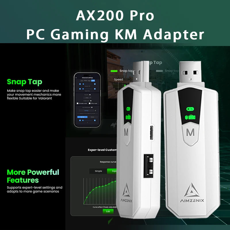 Aimzenix AX200 AX200Pro PC Gaming K&M Converter/Adapter, App Customization, 1000Hz Reporting Rate