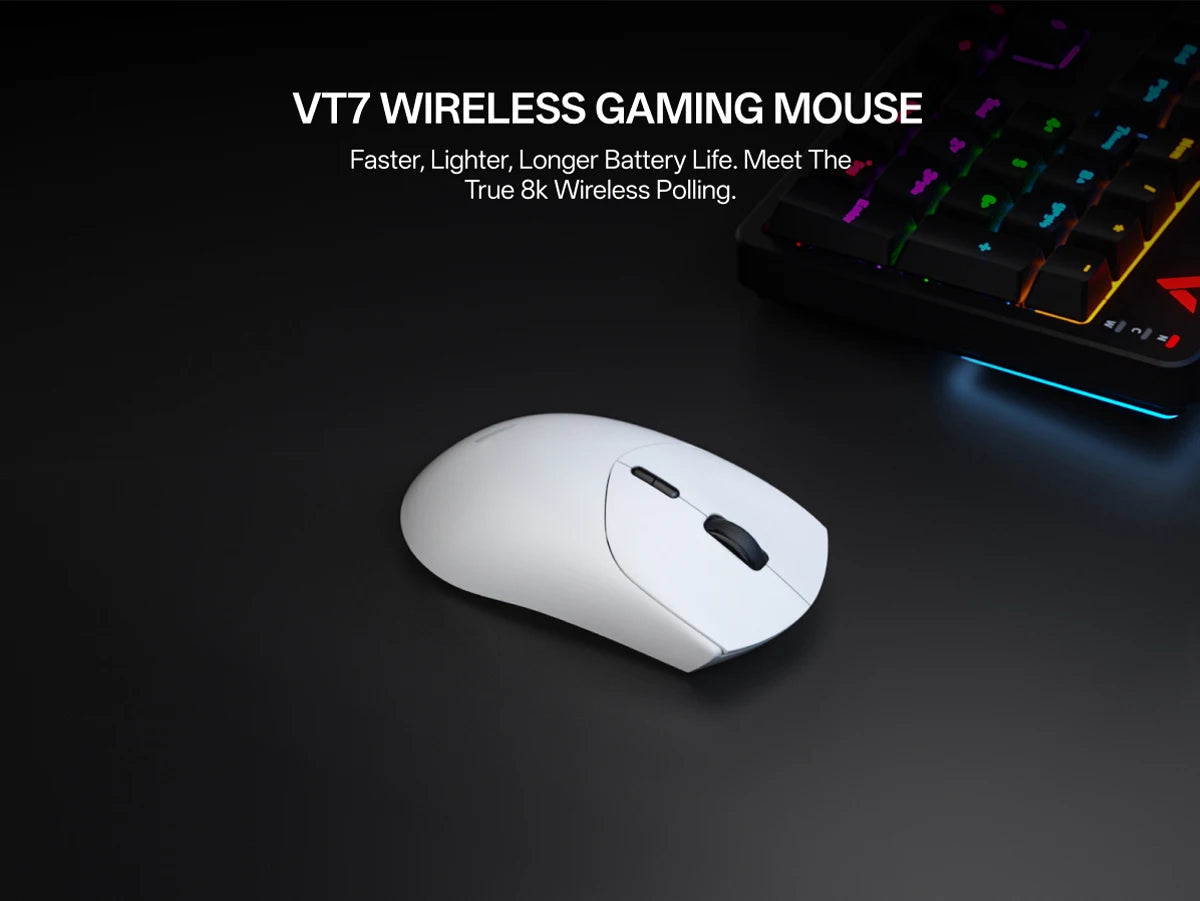 Rapoo VT7 VT7MAX Wireless Gaming Mouse True 8K Wireless Polling Rate 53g Lightweight 100-Million Mechanical Switch Macro Enabled