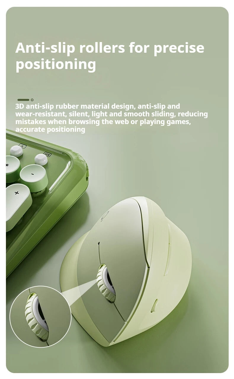 EWEADN Q7 Wireless BT + 2.4G Vertical Gaming Mouse, 6 Buttons, Silent, Adjustable Sensitivity, for Windows, Laptop, Office Work