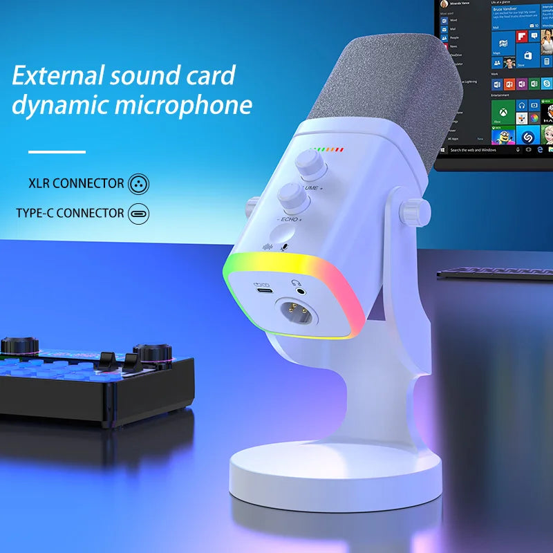 YU8 RGB gaming desktop microphone USB microphone live streaming XLR dynamic microphone recording computer mobile host karaoke