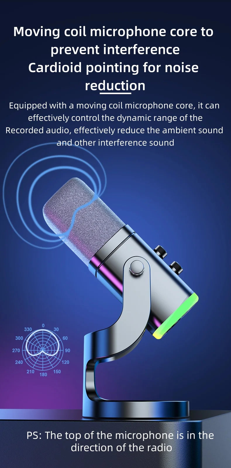 YU8 RGB gaming desktop microphone USB microphone live streaming XLR dynamic microphone recording computer mobile host karaoke