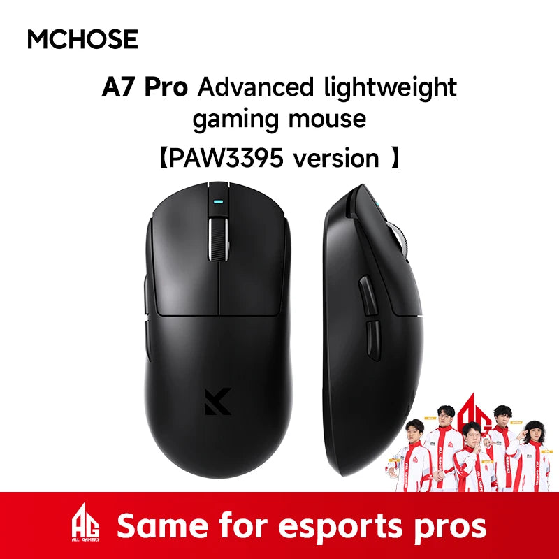 MCHOSE A7 Pro Ultra Wireless Mouse Tri-Mode Gaming E-sports Mouse PAW3950 Lightweight 42000dpi 8K Low Delay Ergonomics 500mAh