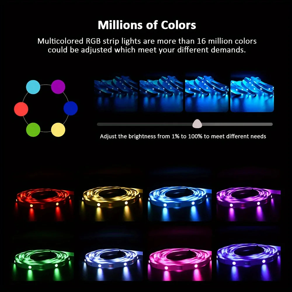 USB LED Strip Light APP Control IR Bluetooth Tape RGB IR Bedroom Living Room Self-adhesive TV Backlight Remote Lamp Diode Lights