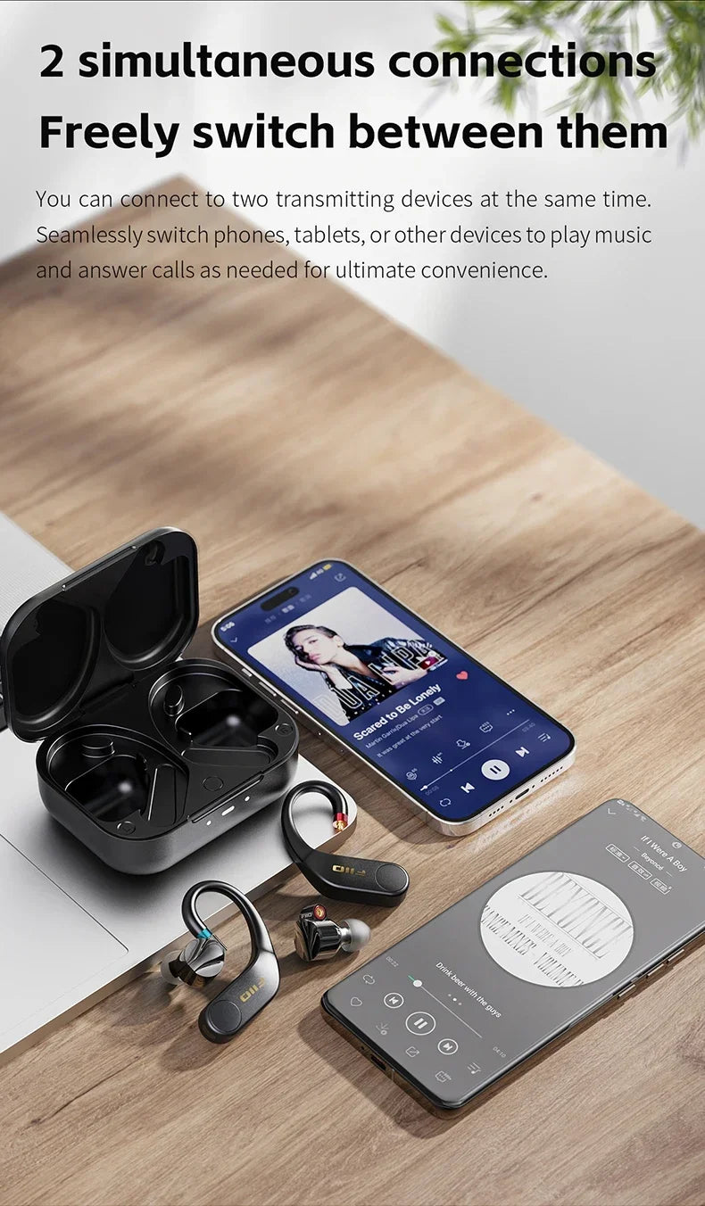 FiiO UTWS5 2025 True Wireless Earbuds Hook Earphone Bluetooth Hi-Res 96kHz/24bit Headphone LDAC -MMCX/0.78 2pins Portable For PC