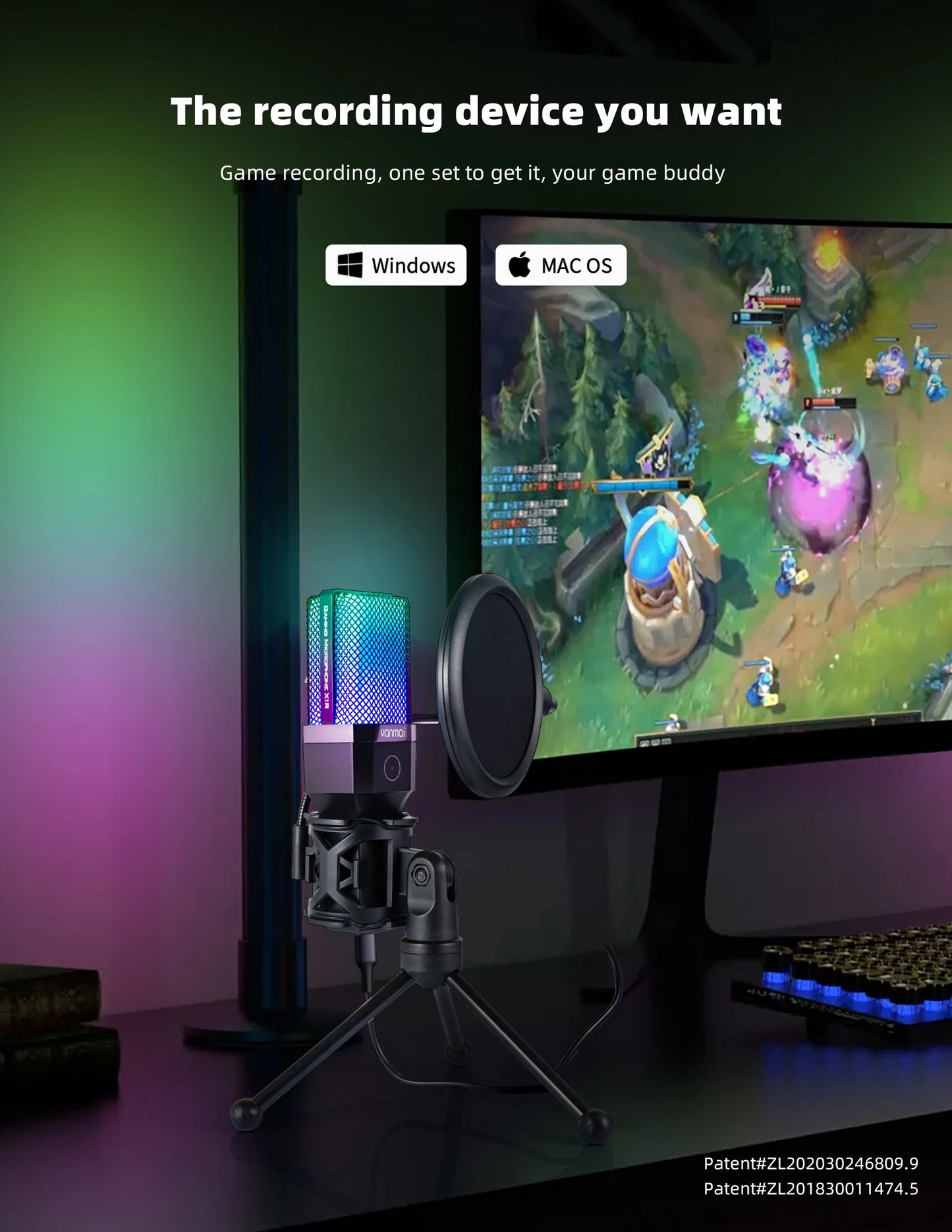Gaming Computer Professional Condenser Microphone Mic PC Laptop USB Wired Live Streaming Podcast Studio Mike Kit Gamer Karaoke