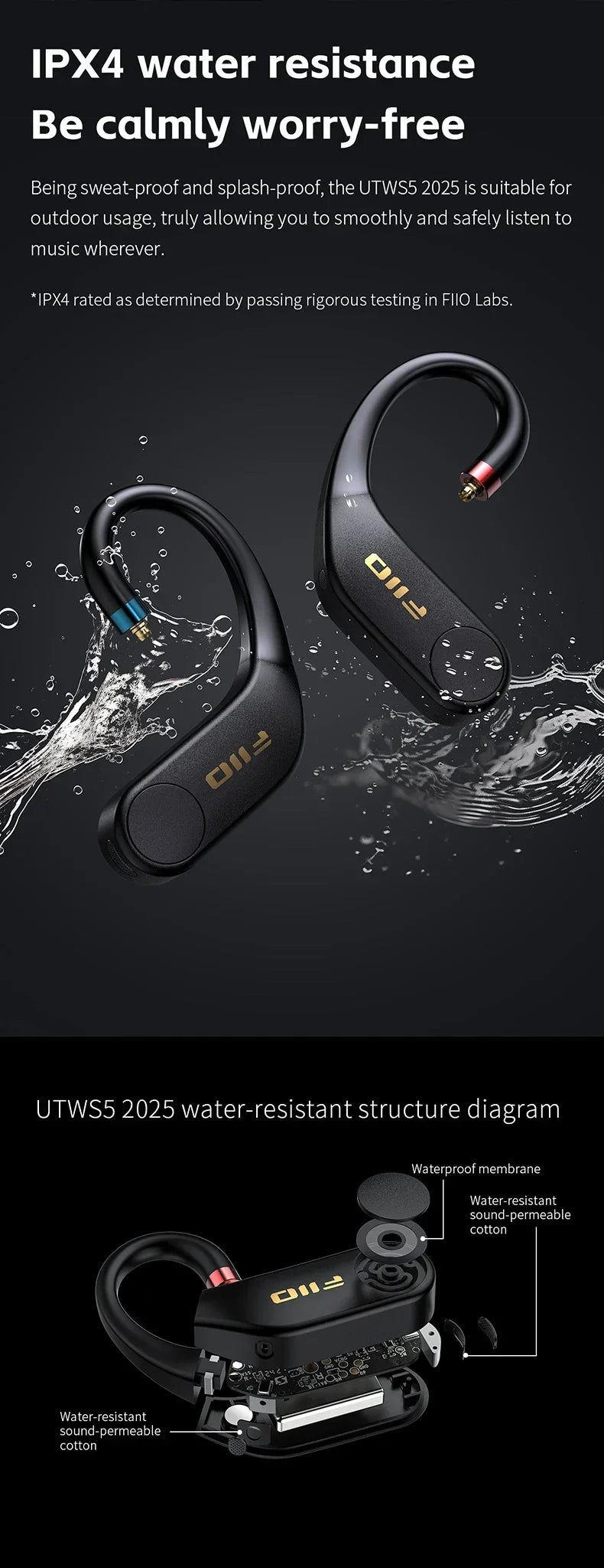 FiiO UTWS5 2025 True Wireless Earbuds Hook Earphone Bluetooth Hi-Res 96kHz/24bit Headphone LDAC -MMCX/0.78 2pins Portable For PC