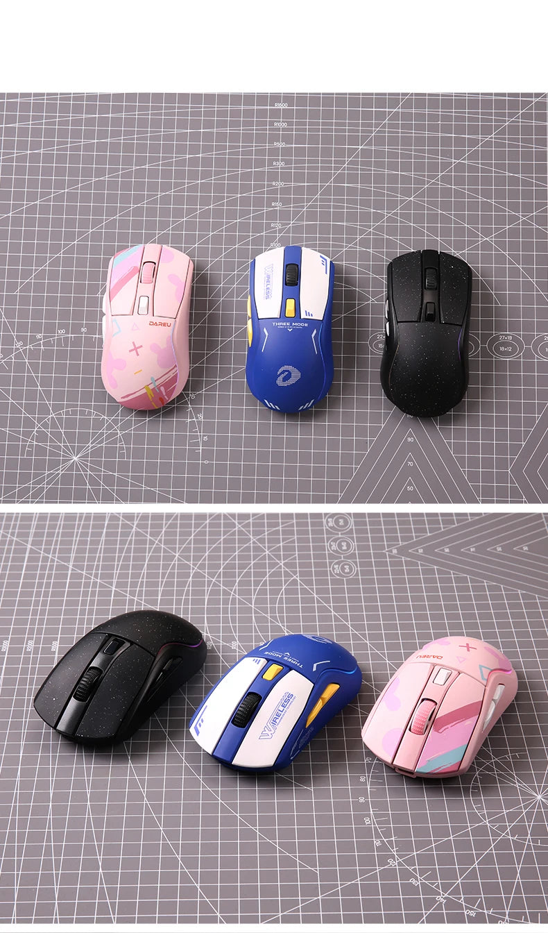 DAREU PC Gaming Mouse Tri-mode Connect Bluetooth Wired 2.4G Wireless Mice with Charging Base KBS Buttons Mous for Laptop Gamer