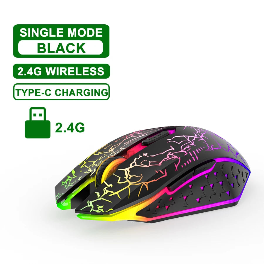 Bluetooth5.2 Wireless Mouse RGB Gaming Mouse Silent Mouse Rechargeable Mouse 800-1200-1600 DPI Mouse Mice for PC Laptop Macbook