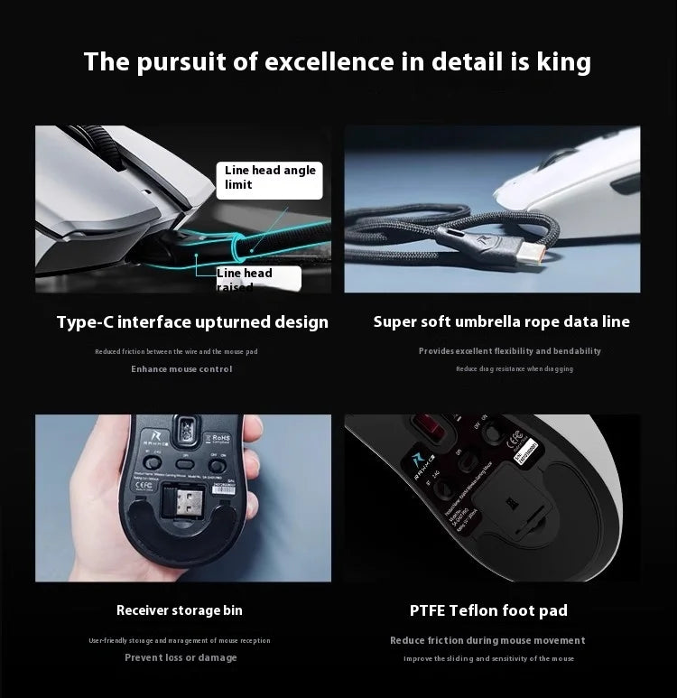 Rawm Sa-Sh01 pro Wireless Gaming Mouse Lightweight Low Delay with Paw3950 Sensor 8K Three Mode for PC Gamers Accessories Gifts