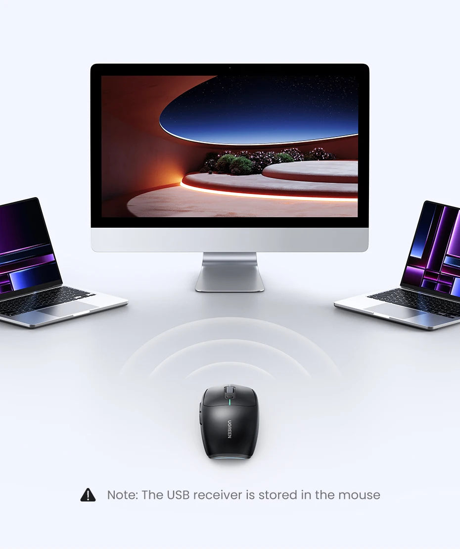 UGREEN Gaming Mouse 5000DPI Wireless Mouse Bluetooth 5.0 2.4G Wired Rechargeable Gamer Mice 6 Buttons For MacBook Tablet Laptops