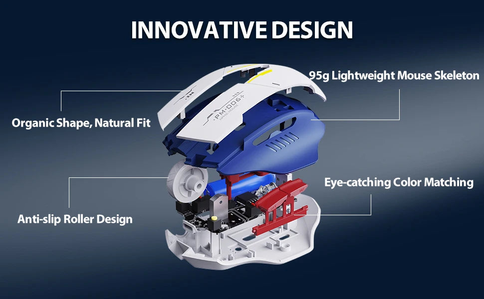 Inphic F9 Mecha Edition Wireless Mouse Silent Rechargeable Mouse Type-C LED Light Mouse For Computer Laptop Office Gaming